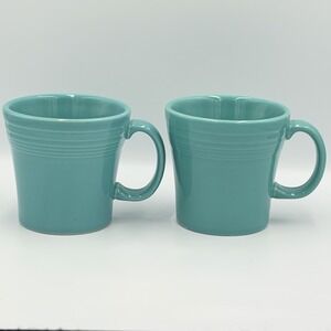 VTG Fiesta Ware Turquoise Mug Set 2 Homer Laughlin Ring Handle Coffee Cup